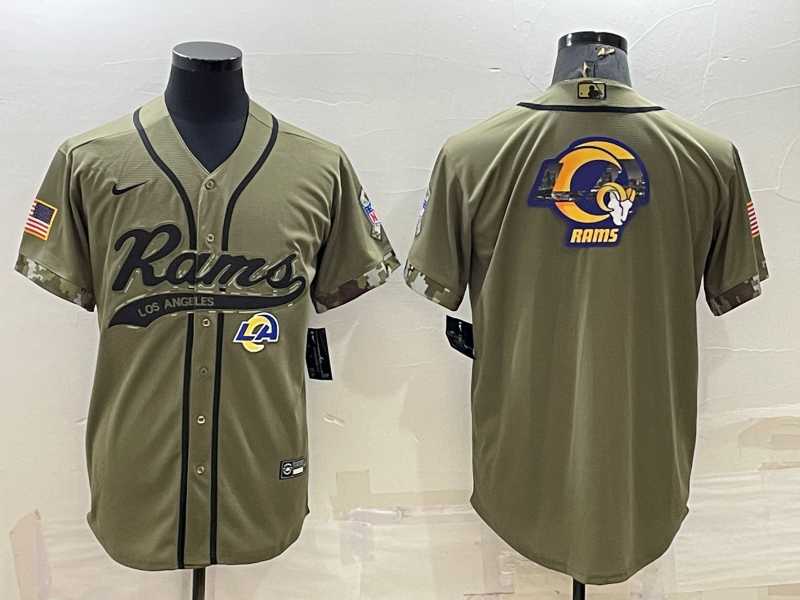 Men%27s Los Angeles Rams Olive Salute to Service Team Big Logo Cool Base Stitched Baseball Jersey->miami dolphins->NFL Jersey
